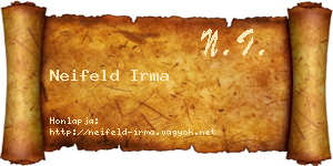 Neifeld Irma névjegykártya